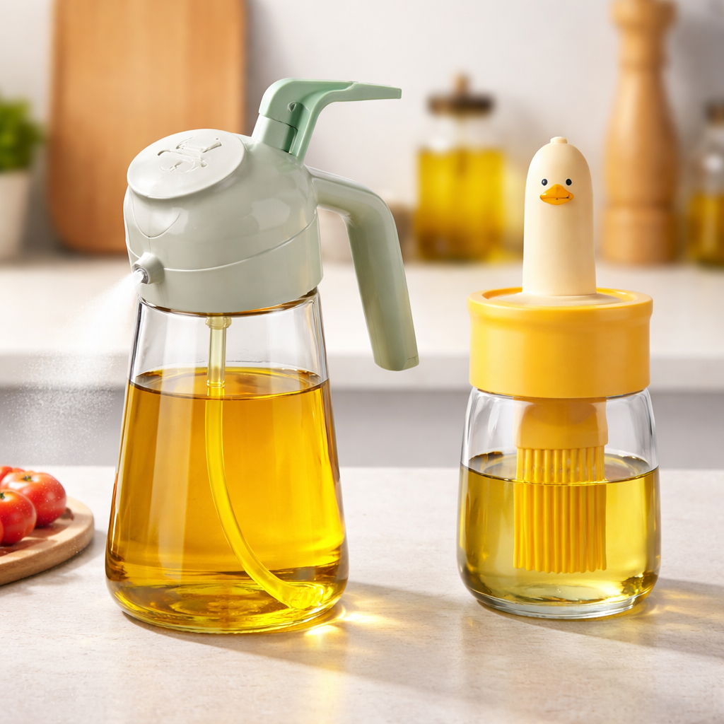Raizak Smart Oil Control Set – 2-in-1 Oil Dispenser & Silicone Brush